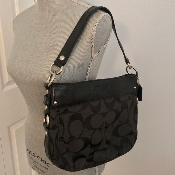 Coach Handbags - Coach Black Monogram Hobo Shoulder Bag Purse